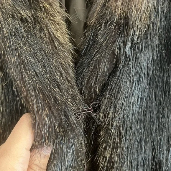 Women’s brown fox fur long coat. Style raincoat - Picture 2 of 10